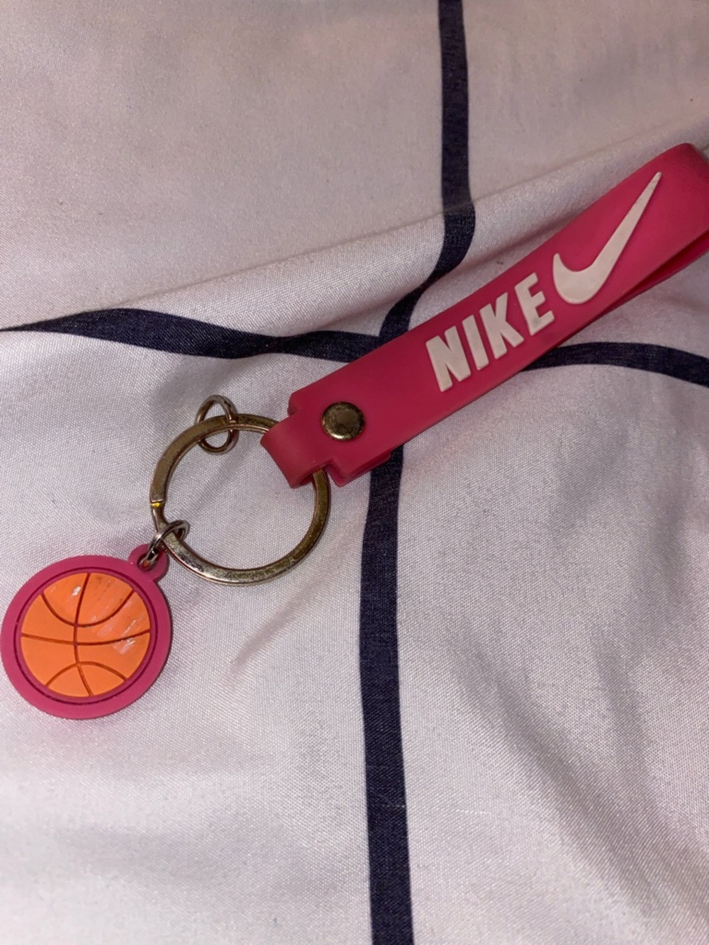 Nike Pink Silicone Key Fob with Orange Basketball Charm